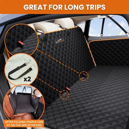 6 - In - 1 Dog Car Seat Cover for Back Seat, Waterproof Dog Car Hammock with Mesh Window, Non - Slip Pet Backseat Protector for Cars, Trucks and Suvs - Paw Fit Gears