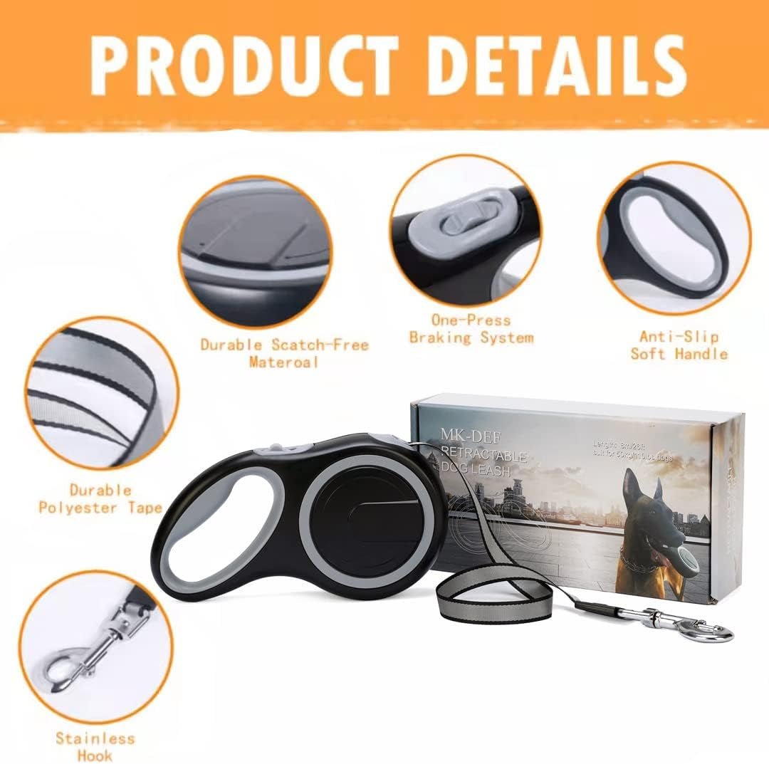 26ft Retractable Dog Leash – Heavy Duty for Dogs up to 110 lbs - Paw Fit Gears